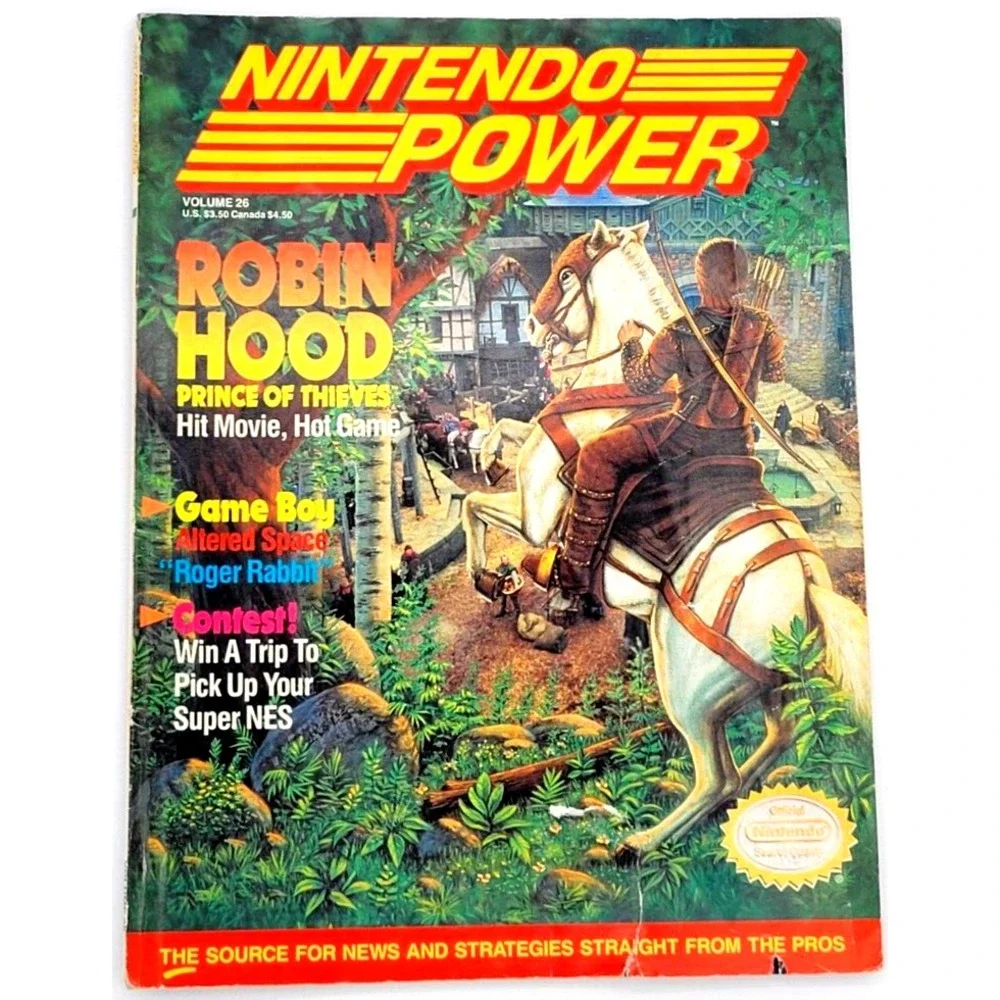 NINTENDO‎ POWER MAGAZINE VOL. 26 '91 ROBIN HOOD GAME BOY ROGER RABBIT SUPER NES